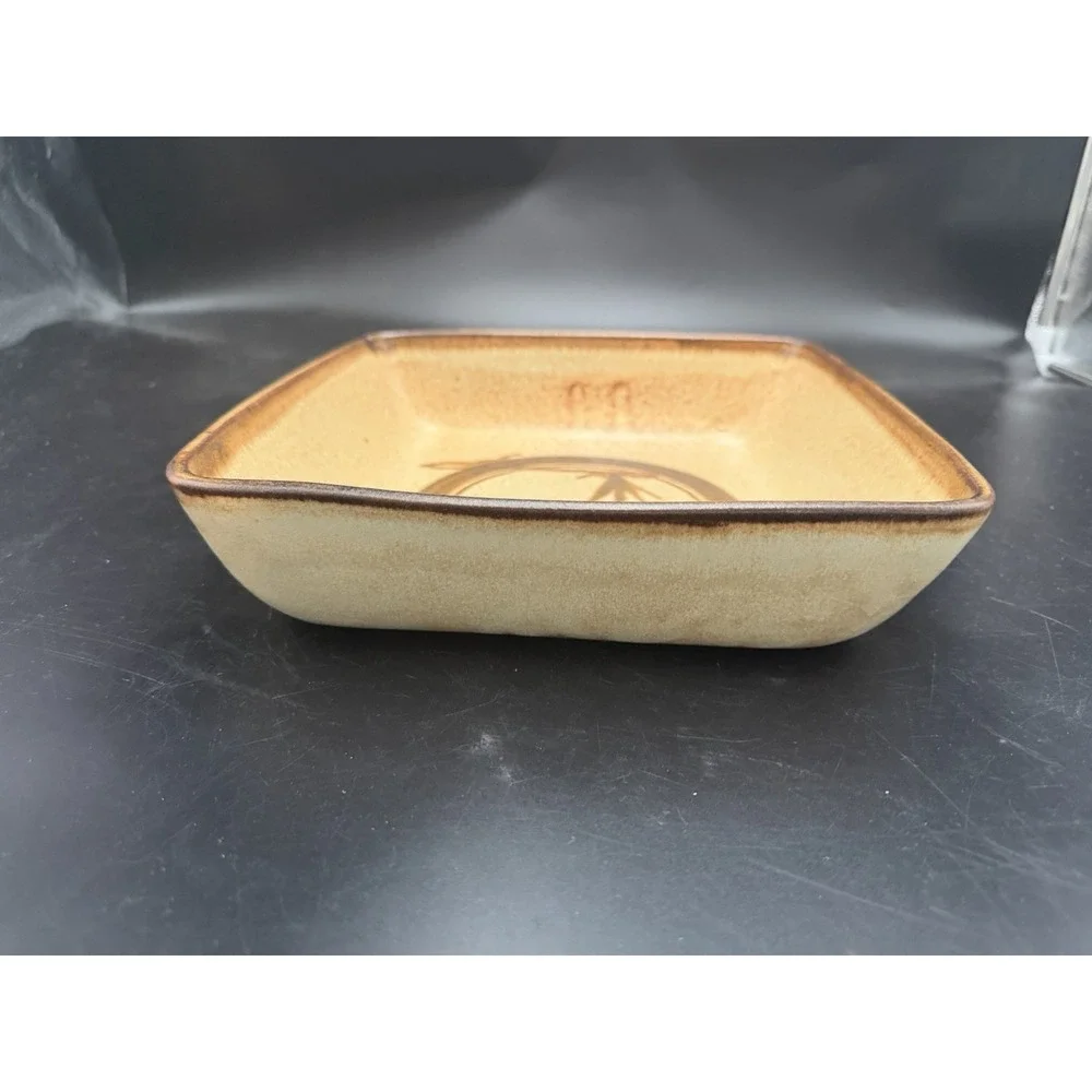 Vintage Reynolds Pottery Square Stoneware Baker Casserole Dish w/ Handles